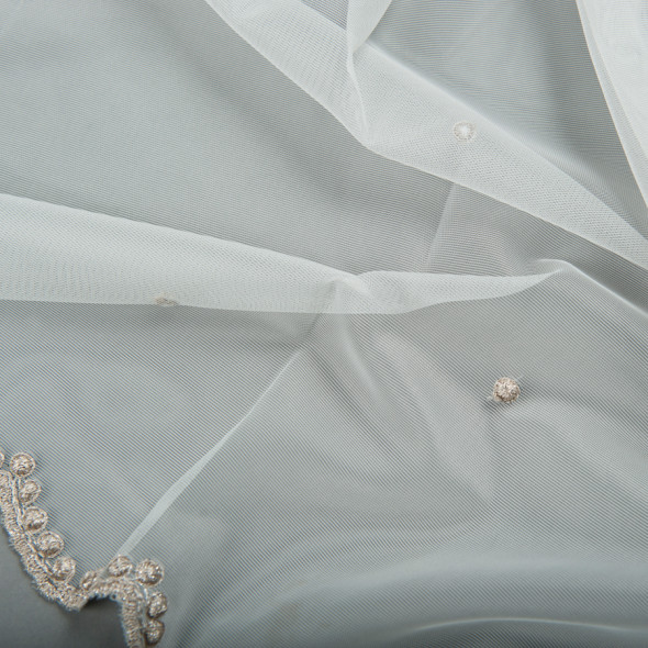 Firana haftowana JULIA0 - wysokość 295 cm - biały/stare złoto