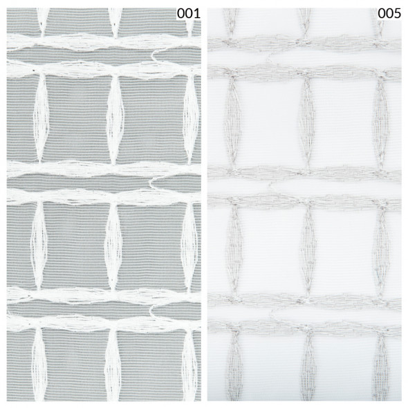 Firana haftowana z ołowianką REBECA-005 - wysokość 300 cm - biała/szara