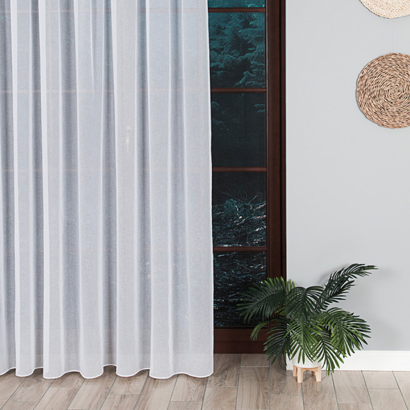 Firanka batystowa z ołowianką 000509 - wysokość 330 cm - biała