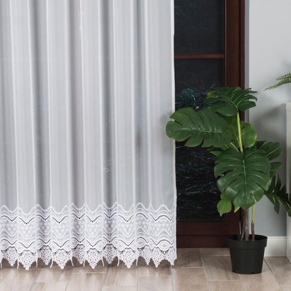 Firanka haftowana z aplikacją 812216 - wysokość 250 cm - biały