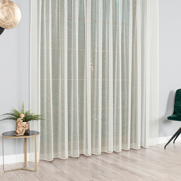 Firanka deszczyk z ołowianką 000163 - wysokość 330 cm - kremowy