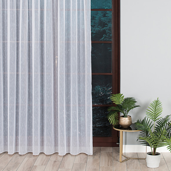 Firanka deszczyk z ołowianką 003579 - wysokość 330 cm - biała