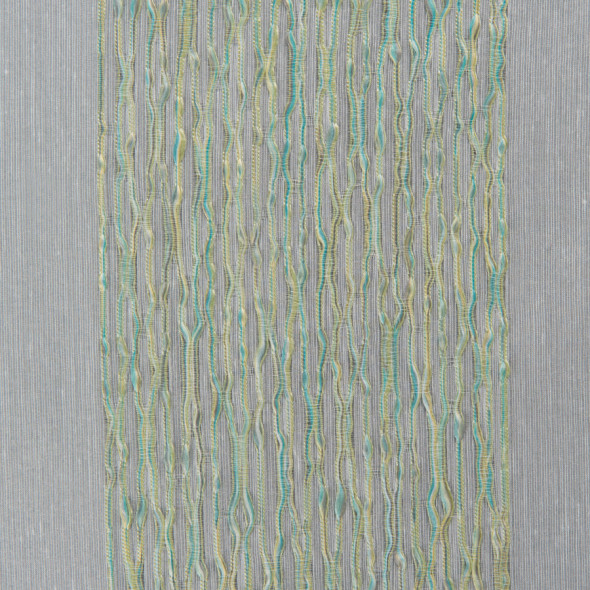 Firanka fantazyjna w pasy 010540 - wysokość 300 cm - złamana biel/zieleń