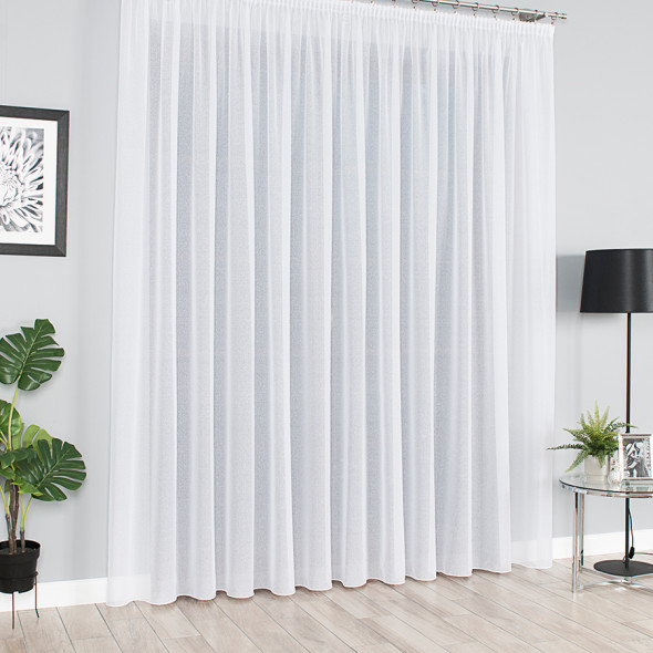 Firanka fantazyjna z ołowianką 000121 - wysokość 330 cm - biały
