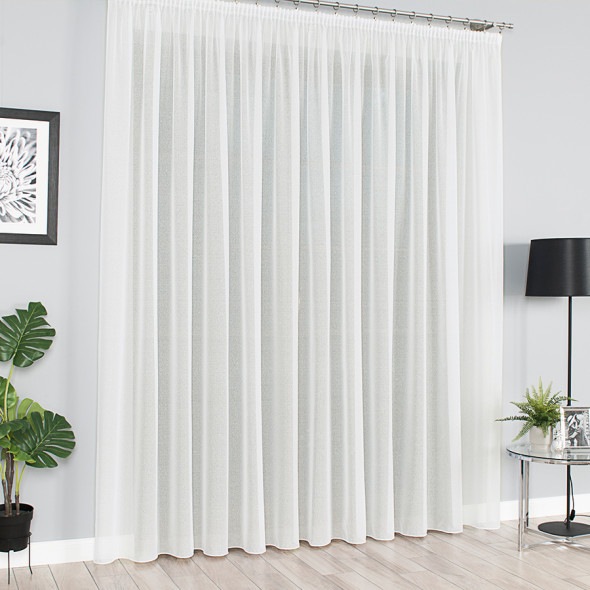 Firanka fantazyjna z ołowianką 000121 - wysokość 330 cm - kremowy