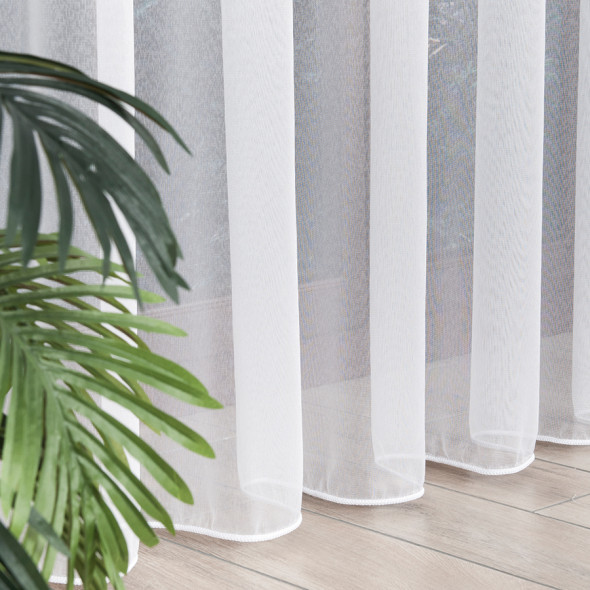 Firanka fantazyjna z ołowianką 000433 - wysokość 330 cm - biały (śmietankowy)