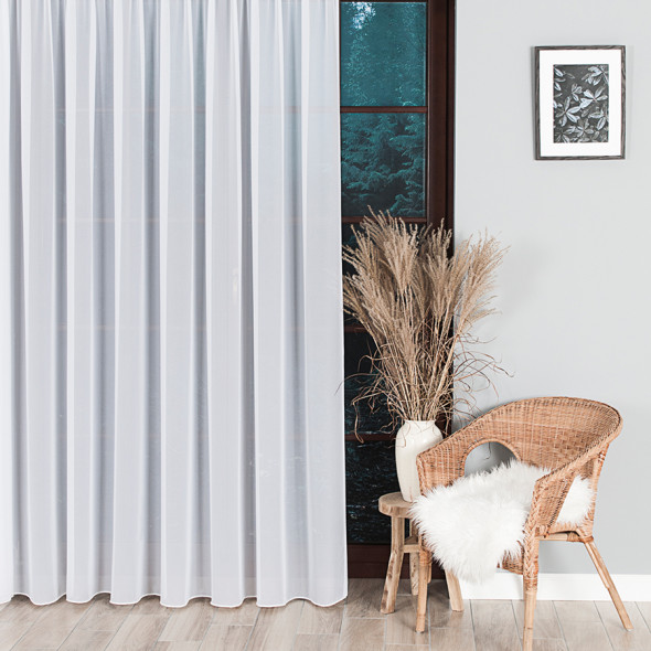 Firanka gładka 031671 - wysokość 300 cm - biała