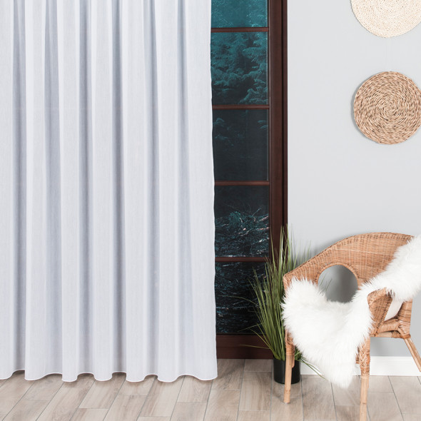 Firanka gładka BATYST - wysokość 300 cm - biały