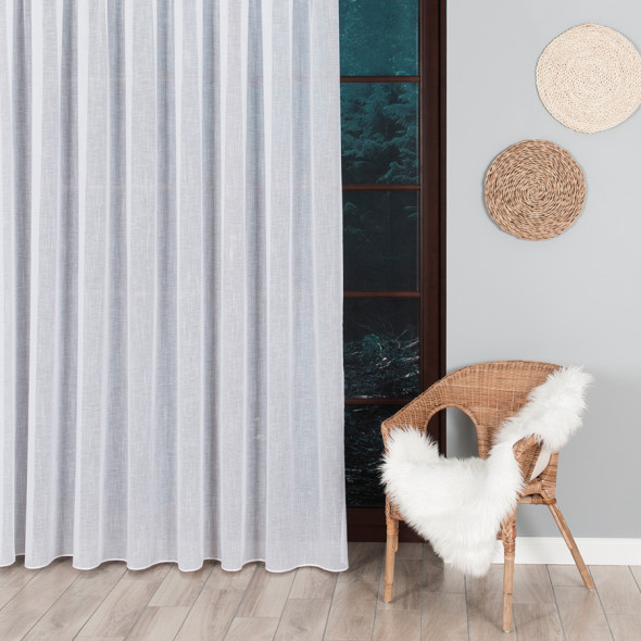 Firanka gładka z ołowianką 015597 - wysokość 290 cm - biała