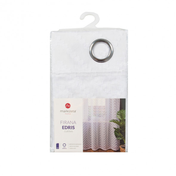 Firanka gotowa na przelotkach EDRIS - 260x140 cm - biały