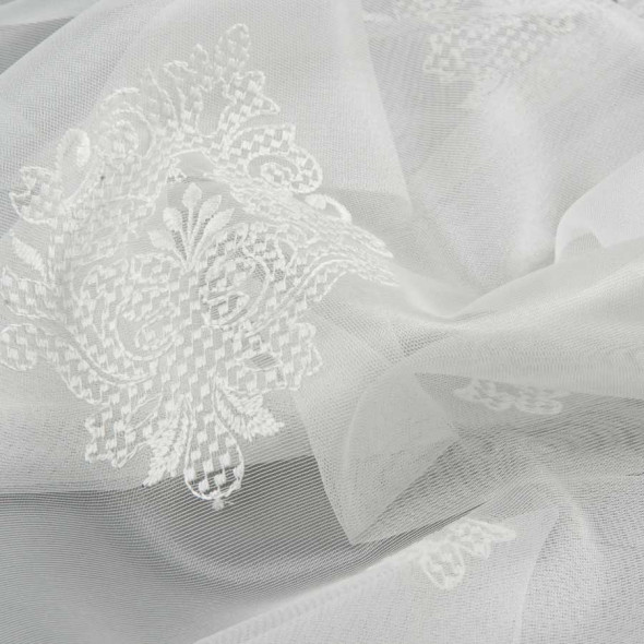 Firanka haftowana 000037 - wysokość 300 cm - ecru