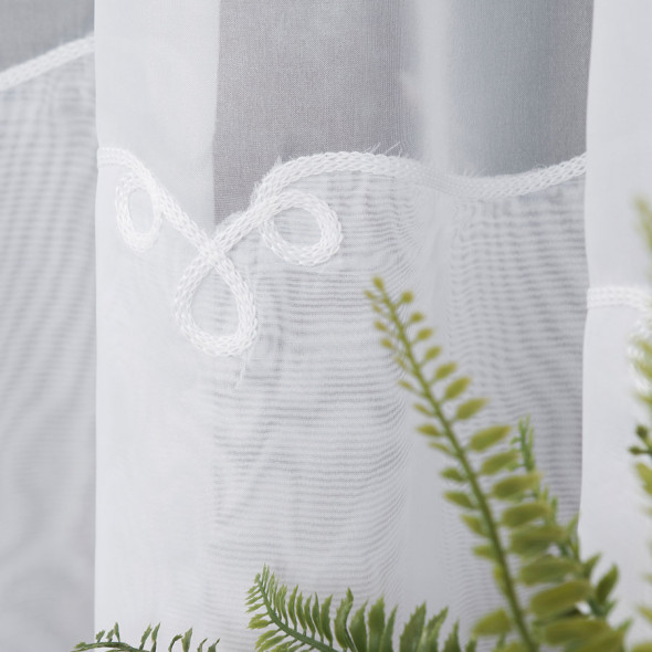 Firanka haftowana 000105 - wysokość 300 cm - biała