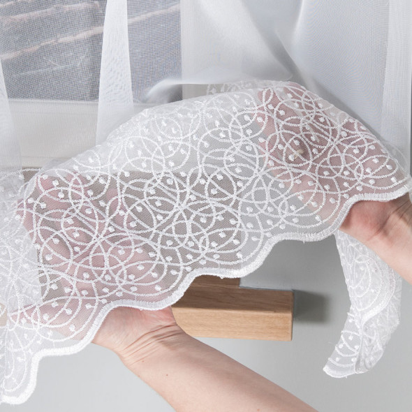 Firanka haftowana 010077 - wysokość 160 cm - biała