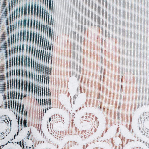 Firanka haftowana 013231 - wysokość 160 cm - biała