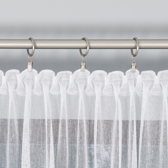 Firanka haftowana 033385 - wysokość 280 cm - biała/szara