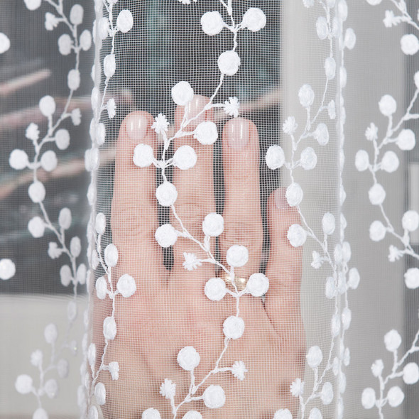 Firanka haftowana 039131 - wysokość 160 cm - biała