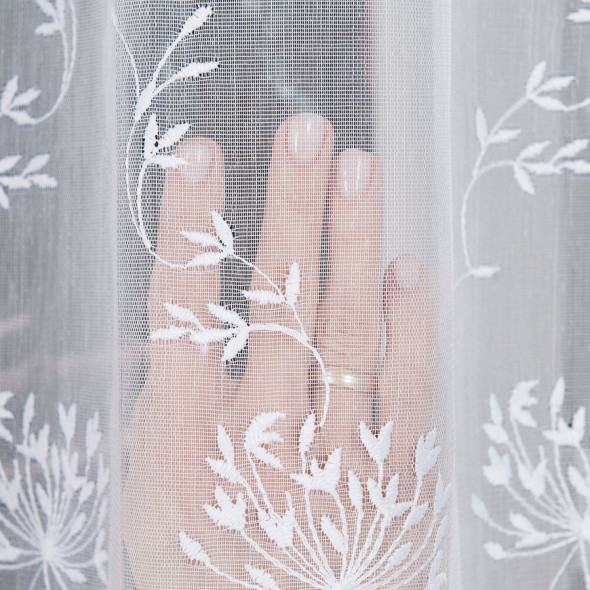 Firanka haftowana 053801 - wysokość 160 cm - biała