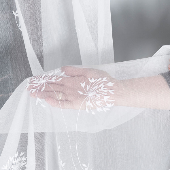 Firanka haftowana 053801 - wysokość 280 cm - biała