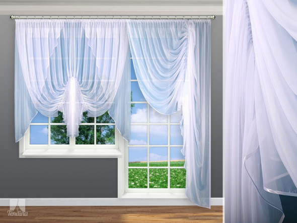 Firanka lamówką szyta z woalu WIERA P - 250x250 cm - biały