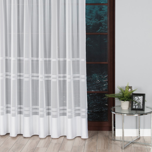 Firanka nowoczesna 000619 - wysokość 290 cm - biała