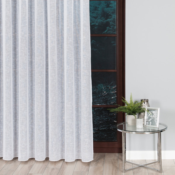 Firanka nowoczesna deszczyk z ołowianką 200034 - wysokość 300 cm - biała