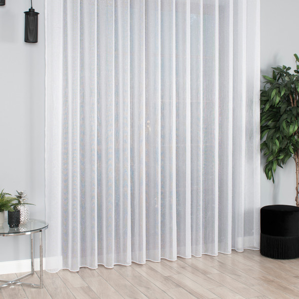 Firanka nowoczesna z ołowianką 000158 - wysokość 330 cm - biały (śmietankowy)