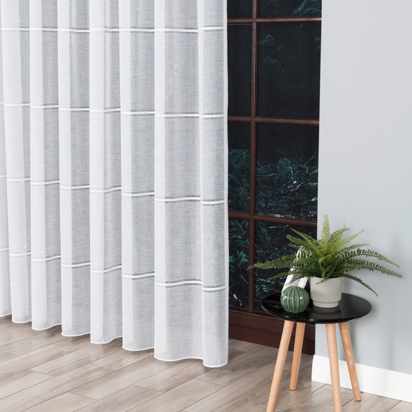 Firanka nowoczesna z ołowianką 016963 - wysokość 300 cm - biała