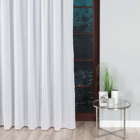 Firanka nowoczesna z ołowianką 018234 - wysokość 290 cm - biała