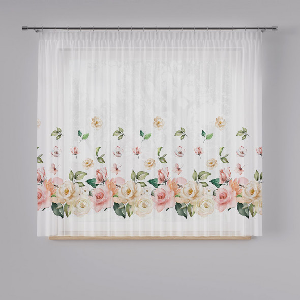 Firanka woalowa z ołowianką ATENA - wysokość 160 cm - biały/wielokolorowy