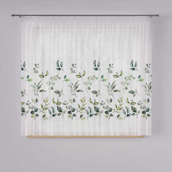 Firanka woalowa z ołowianką SAMSUN  - wysokość 160 cm - biały/odcienie zieleni
