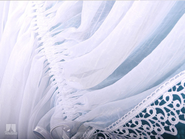 Firanka z gipiurą szyta z kreszu LENA - 180x320 cm - biały