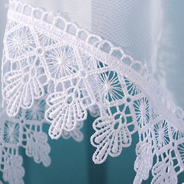 Firanka z gipiurą szyta z woalu ALINA - 75x320 cm - biały