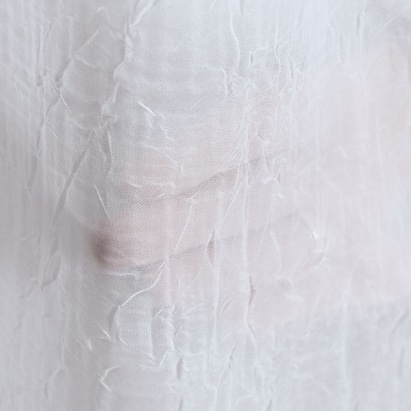 Firanka z lamówką szyta z kreszu ADELINA - 100x400 cm - biały