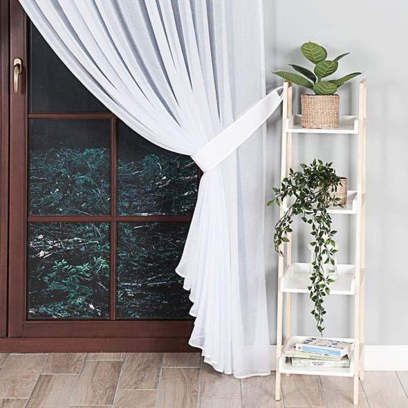 Firanka z lamówką szyta z kreszu ANNA - 230x400 cm - biały