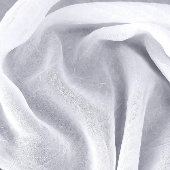 Firanka z lamówką szyta z kreszu LILA - 155x270 cm - biały/złoty