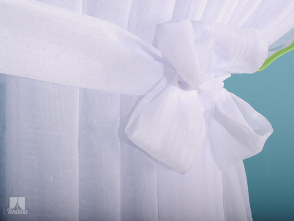 Firanka z lamówką szyta z kreszu TINA - 180x400 cm - biały/zielony