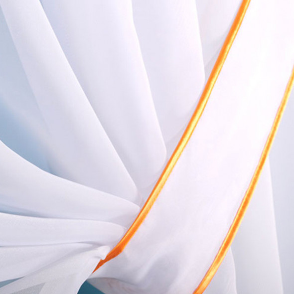 Firanka z lamówką szyta z woalu WILMA - 150x320 cm - biały/pomarańczowy