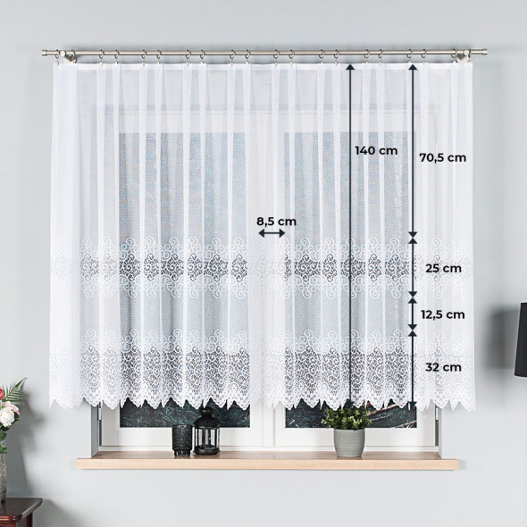 Firanka żakardowa 001539 - wysokość 140 cm - biały