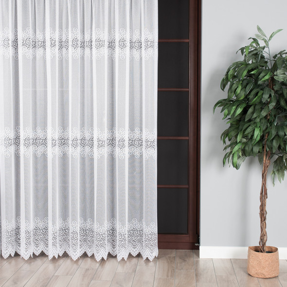 Firanka żakardowa 001539 - wysokość 200 cm - biały