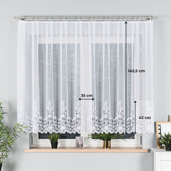 Firanka żakardowa 004304 - wysokość 140 cm - biały