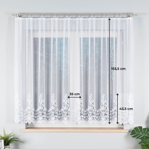 Firanka żakardowa 004304 - wysokość 150 cm - biały