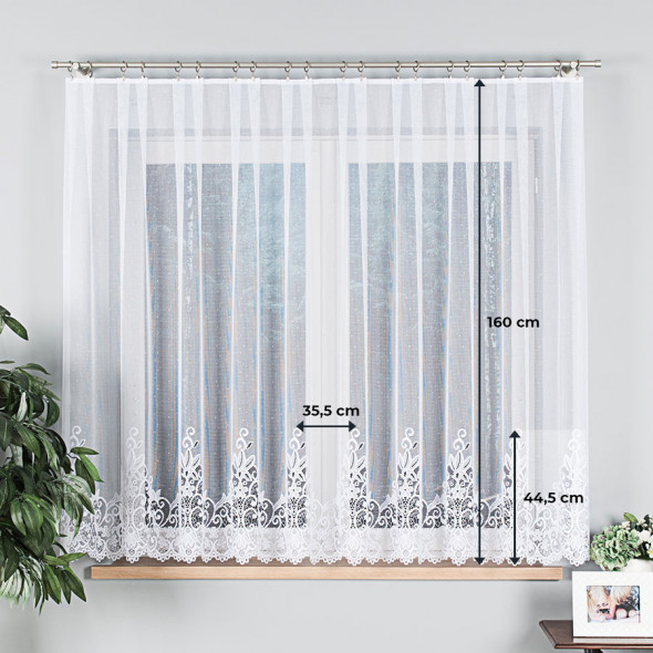 Firanka żakardowa 004304 - wysokość 160 cm - biały