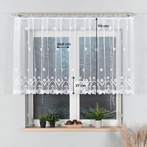 Firanka żakardowa 004421 - wysokość 110 cm - biały