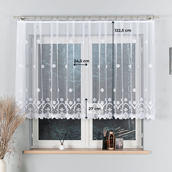Firanka żakardowa 004421 - wysokość 120 cm - biały