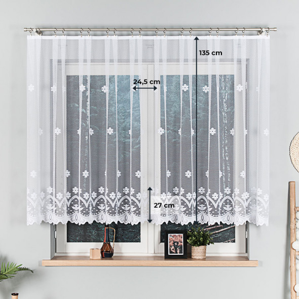 Firanka żakardowa 004421 - wysokość 130 cm - biały