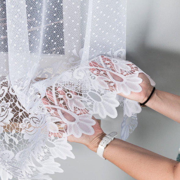 Firanka żakardowa 017480 - wysokość 140 cm - biały