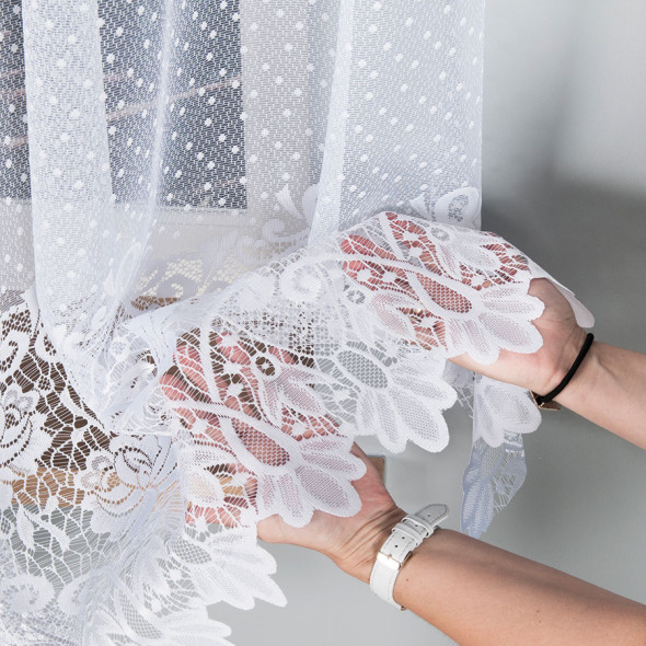 Firanka żakardowa 017480 - wysokość 150 cm - biały