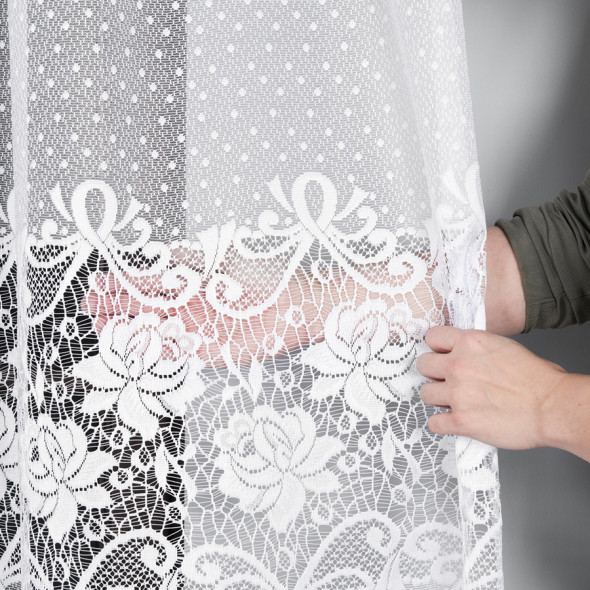 Firanka żakardowa 017480 - wysokość 220 cm - biały