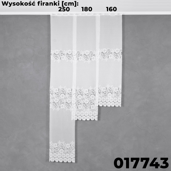 Firanka żakardowa 017743 - wysokość 160 cm - biały