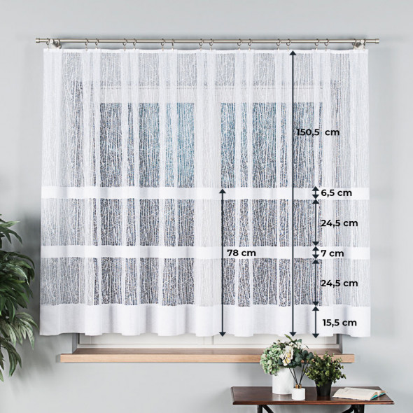 Firanka żakardowa 018352 - wysokość 150 cm - biały